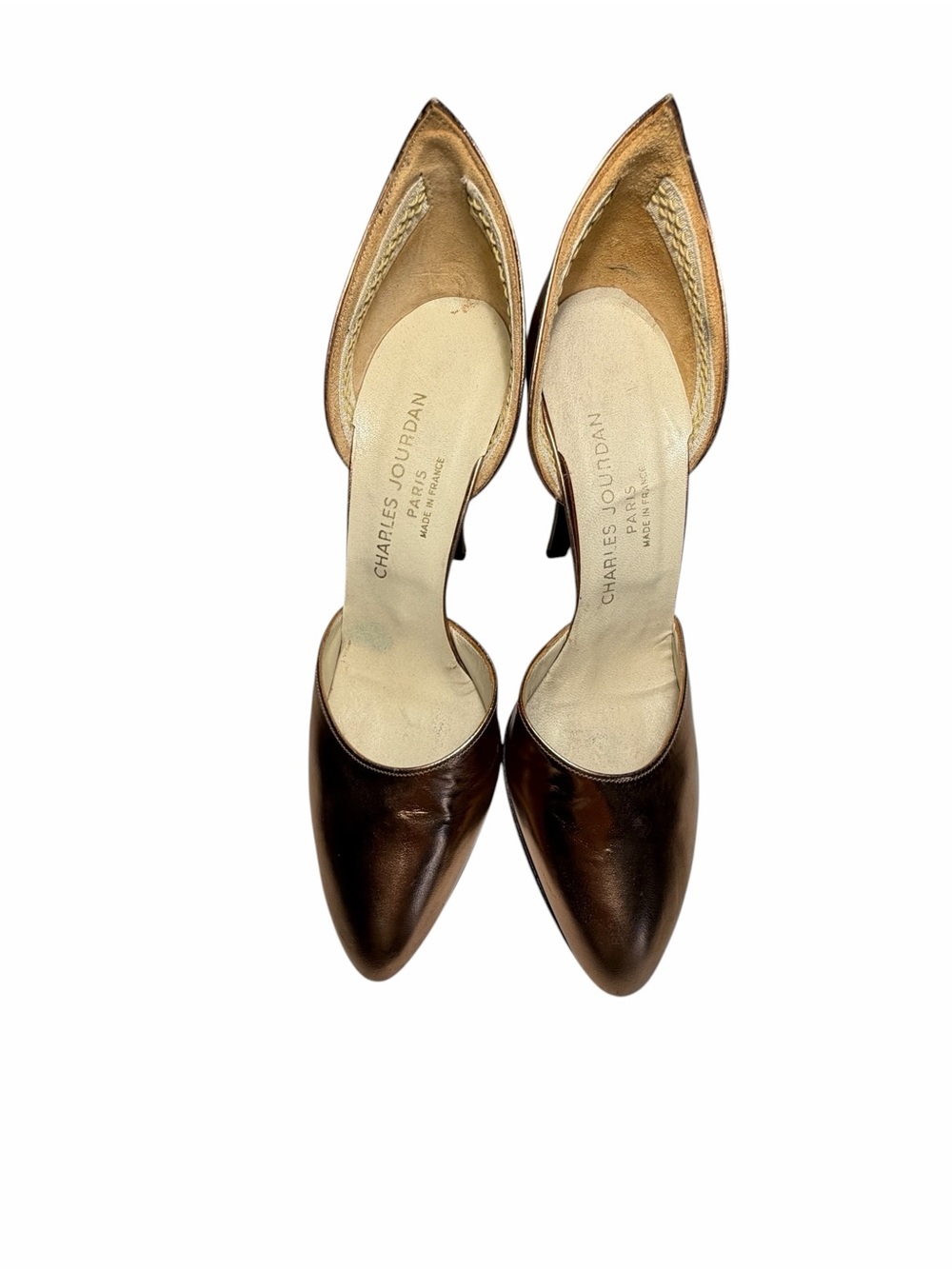 Charles Jourdan Metallic Bronze Pointed-Toe Women’s D'Oray Pumps Sz 7 - Picture 6 of 12